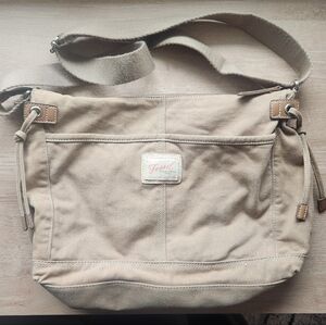 Fossil Beige Canvas Crossbody Bag